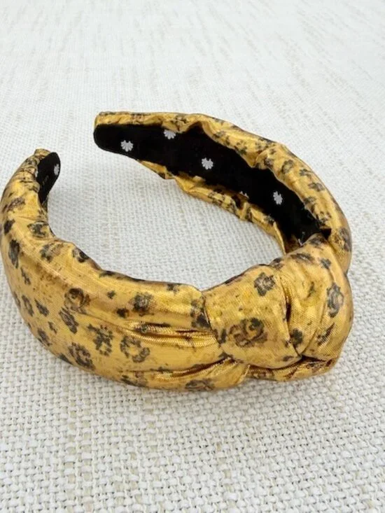Lele Sadoughi x LoveShackFancy Gold Lame Floral Knotted Headband - EUC
