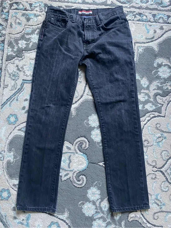 Tommy Hilfiger Men's Dark Black Slim Straight Jeans 32x32