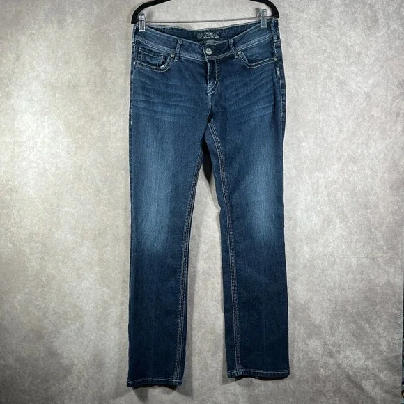 Silver Jeans Co. Suki Straight Jeans Womens Size 32 Blue Dark Wash Denim‎ Casual