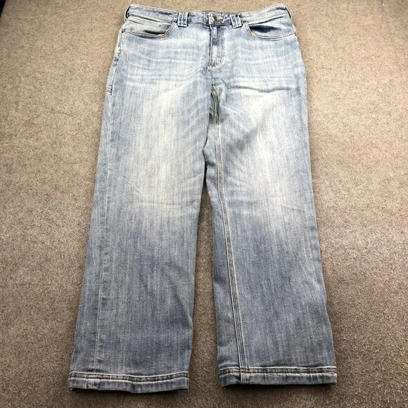 Duluth Jeans Mens 36x30 Blue Ballroom Double Flex Wash Relaxed Straight Denim