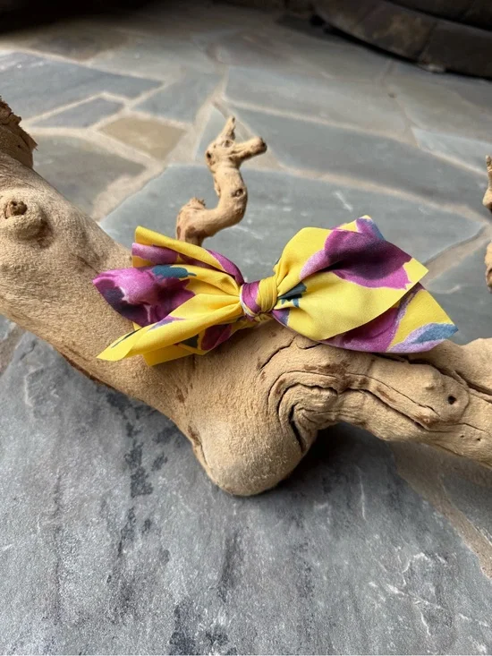 New🌟Anthropologie-Satin Floral Bow Hair Clip - Yellow & Purple