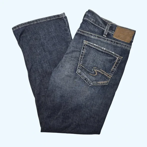Silver Jeans Co Zac Relaxed Straight Leg Denim Mens 38x32 (Fits 31