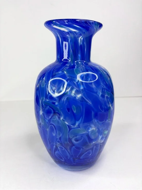 Murano Style Cobalt Blue Green Swirl Art Glass Vase‎ Pier1