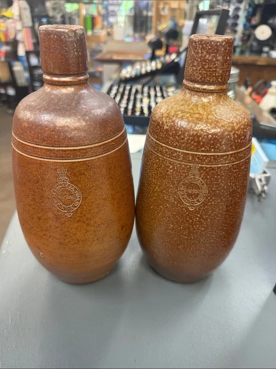 Speckled Brown Stoneware wine bottle from Areosa Lisboa Portugal