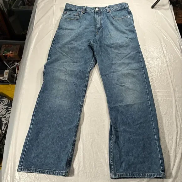 VTG Levi's 569 Loose Straight Jeans Mens 34x32 Light Wash Blue Baggy Denim Y2K