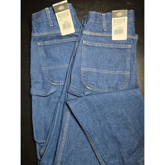 Dickies NEW Mens 32×34  Relaxed Fit Carpenter Jeans (2 pair) Indigo Blue Denim