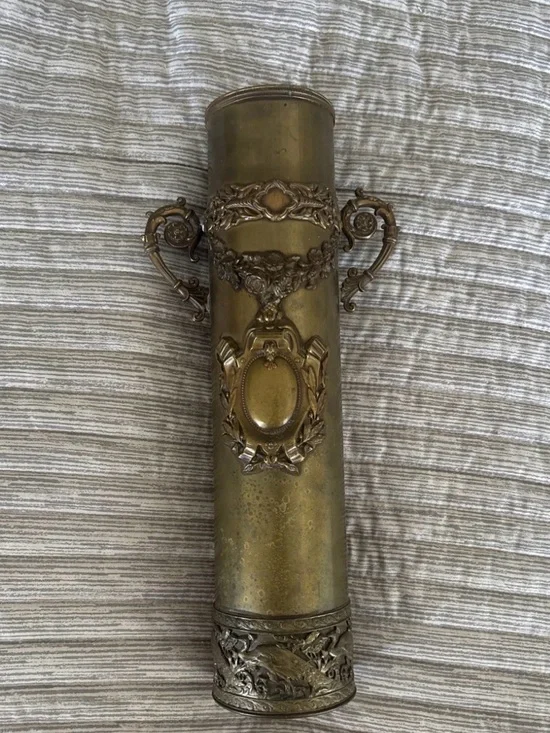 WW1 French artillery shell vase brass
