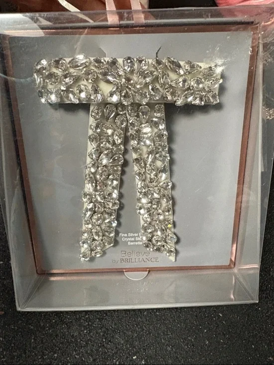 Believe by Brilliance Silver Crystal Barrette Hair Clip
