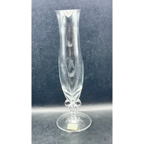 Mikasa Germany Crystal Bow Stem Bud‎ Vase 9.5 Inch Clear Glass Decorative