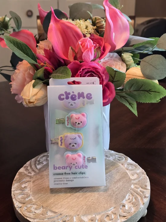The Crème Shop Beary Cute Crease-Free Pastel Bear Hair Clips - Set of 4