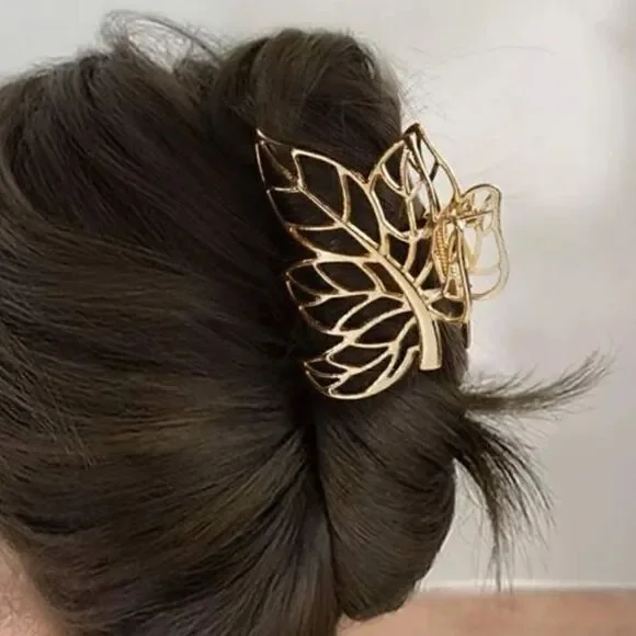 Gold leaf hair clips S754