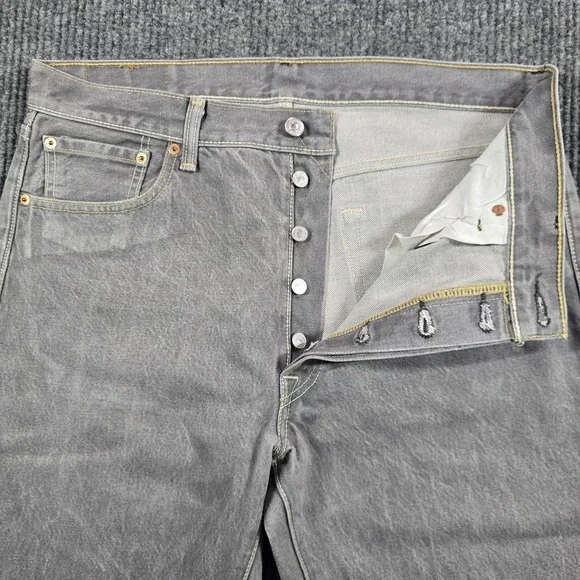 Levi's 501 Jeans Mens 36x34 Gray Regular Straight Denim Button Fly Fits 34x31