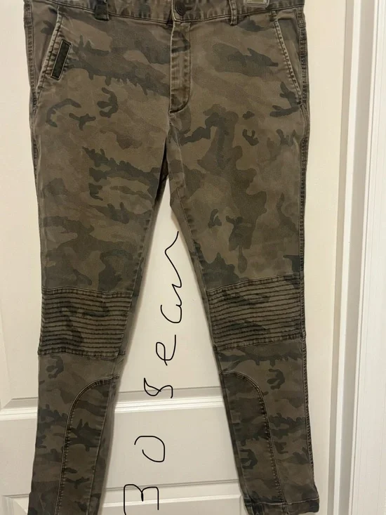 Zara Camo Moto Skinny Pants - Olive Green