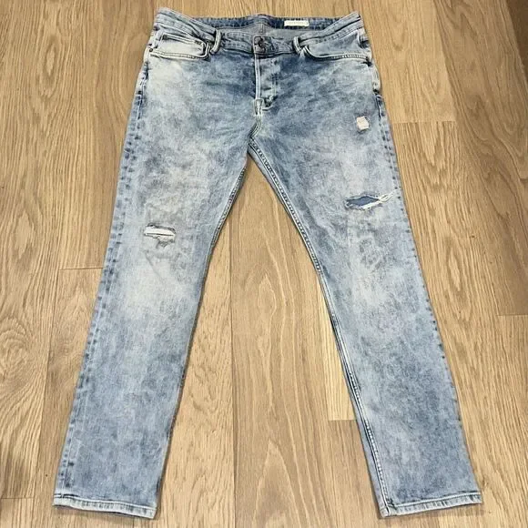 AllSaints Cigarette Distressed Damaged Skinny Jeans Mens 36x29 (Tagged Size 36)