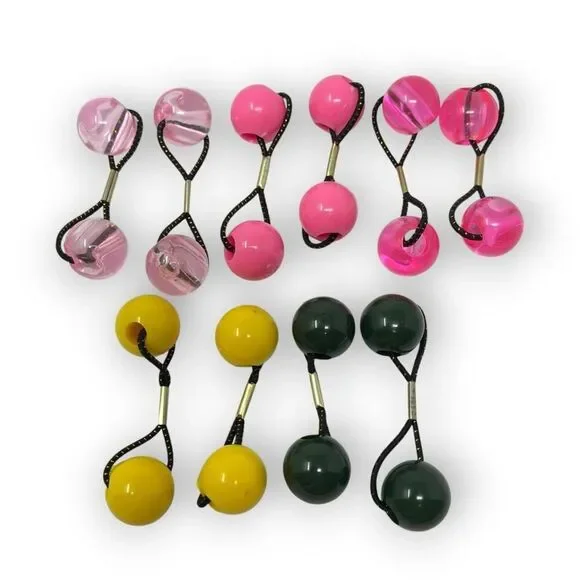 Twin Bead Hair Knocker Pony Tail Holders Bubbles Balls Tie Backs Lot of 10 Goody