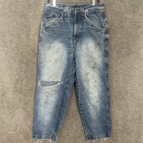 Karl Kani Jeans Mens 32x32 Blue Stonewash Baggy Wide Leg Vtg Skater Y2K Grunge