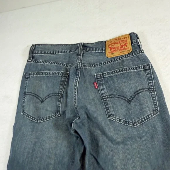 Levis 514 Straight Fit Mens Jeans 30x30 Medium Wash Blue Denim Pants 8021