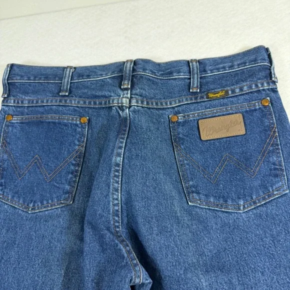 Wrangler Cowboy Cut Slim Fit Jeans Mens 35x32 Dark Wash Indigo 936GBK Made in