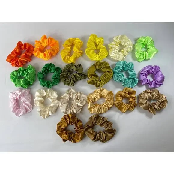 Pack of 20 Satin Scrunchies Hair Multicolor NEW