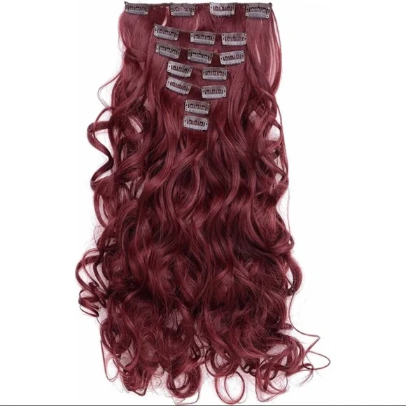 NEW RED WAVY 💖Hair  clip in Extensions💖