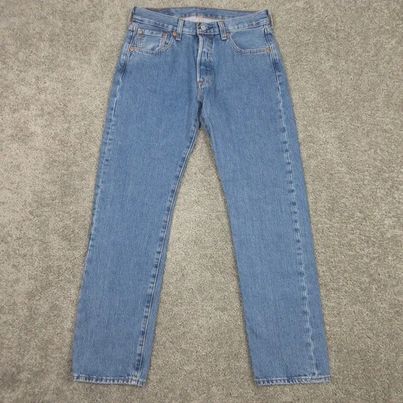 Levis Jeans Mens 29x30 Blue 501 Button Fly Original Straight Cotton Denim Pants