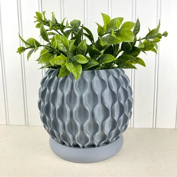 Modern Geometric Planter Pot, Chain Planter Pot, Indoor, Textured Planter