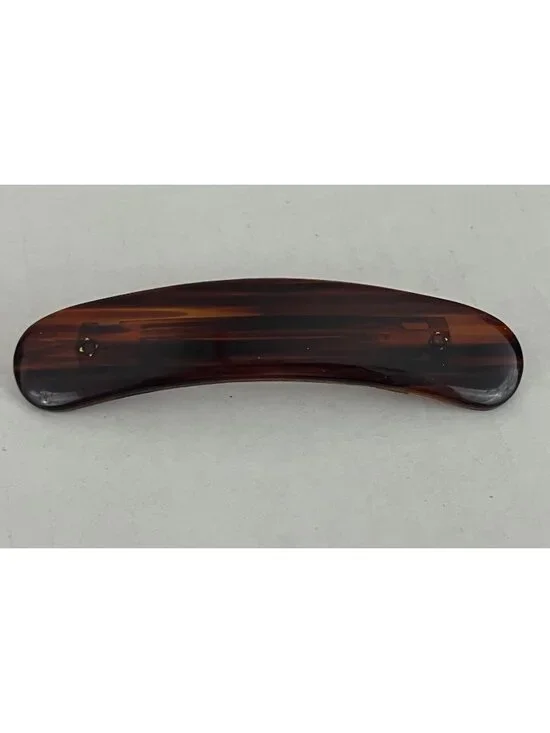 Vintage Tortoiseshell Hair Barrette Plastic Metal Curved 4.5