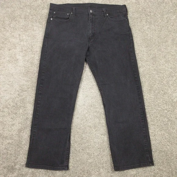 Levis Jeans Mens 36x30 Black 569 Loose Straight Baggy Washed Dark Denim Pants