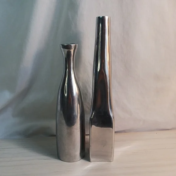 Aluminum Candlestick Bottle Decor Shiny Silver Minimalist