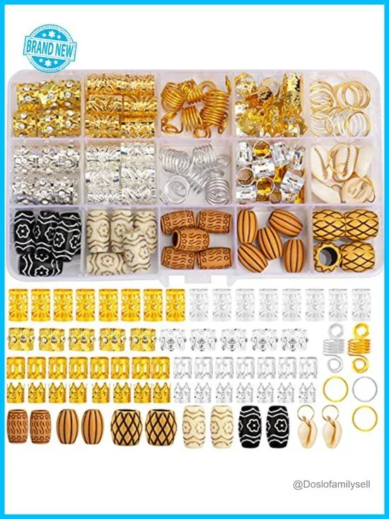 133 PCS Hair Jewelry for Braids Gold Cuffs Locs Dreadlock Accessories Metal