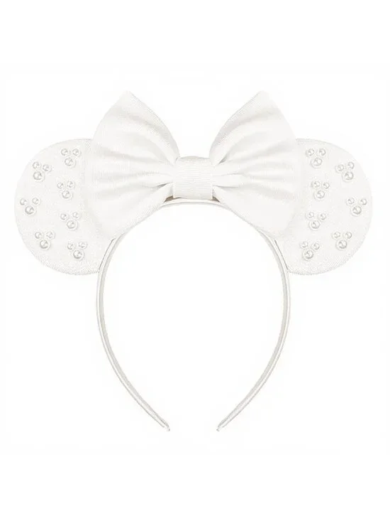 Women white cloth Hair Handmade Mickey Mouse Costume Headband