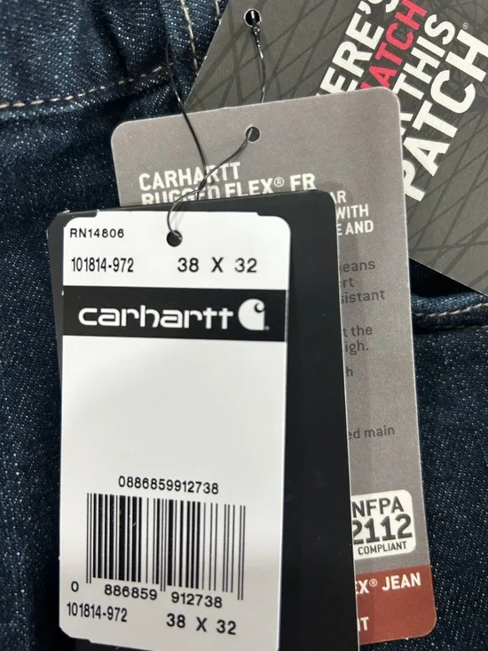 NWT Carhartt FR 101814-972 Jeans 38x32 Rugged Flex Traditional Fit