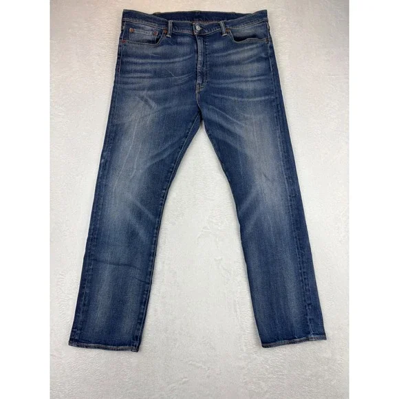 Levis 513 Mens 38x32 Jeans Deep Dark Blue Washed Denim Grungy Rocker Faded Pants