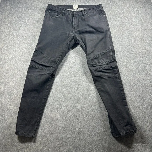 En Noir Gap Biker Jeans Mens 33x30 Black Moto Ribbed Knee Streetwear Denim