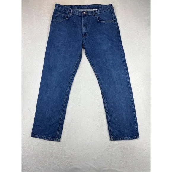 Key Industries Mens 38x32 Carpenter Jeans Grungy Deep Blue Washed Denim