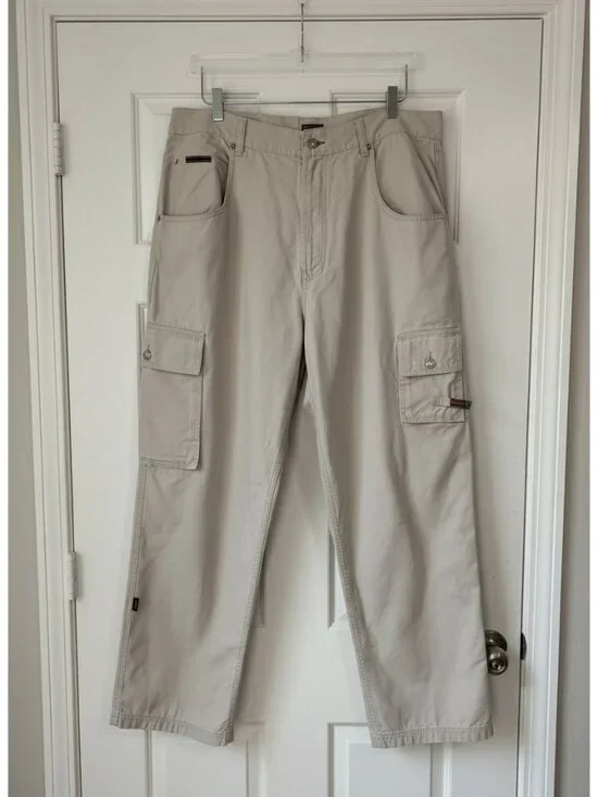 Vtg Tommy Hilfiger Mens 38 Carpenter Jeans Cargo Pants Y2K Baggy Canvas Utility