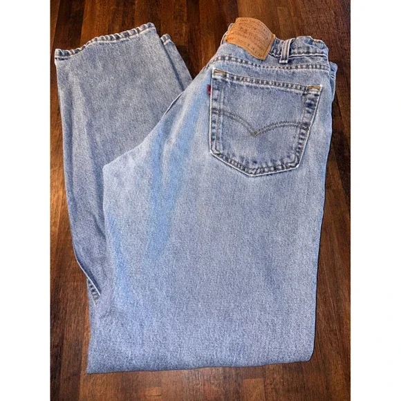 Levis 555 Relaxed Fit Straight Leg Jeans Light Wash Mens 34x32 Vintage Style
