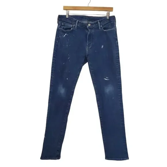 Abercrombie | 34x32 Langdon Skinny Stretch Paint Splatter Distressed Jeans