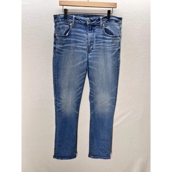American‎ Eagle Original Straight Jeans Mens 34x32 Blue Airflex+ Denim 3348