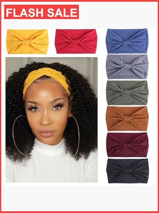 8 Pack Wide Non-Slip Elastic Headbands for Yoga Workouts Running