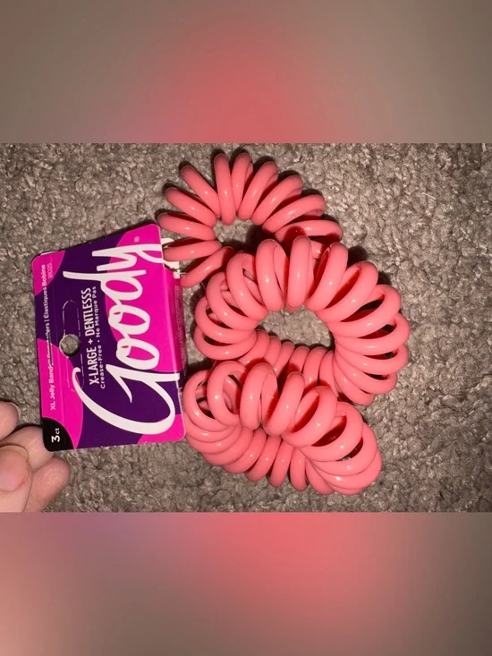 Goody Coral Pink Spiral Hair Ties - 3 Pack