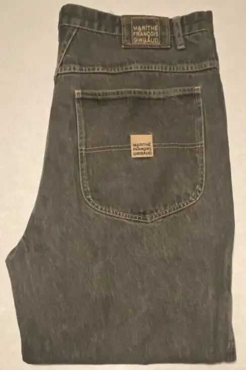 Marithé François Girbaud Men’s Black Wash Denim Straight Jeans Distressed