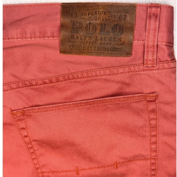 NWT Polo Ralph Lauren Mens 5 Pocket 650 Jeans 33X30 Straight Leg Mid Rise Coral