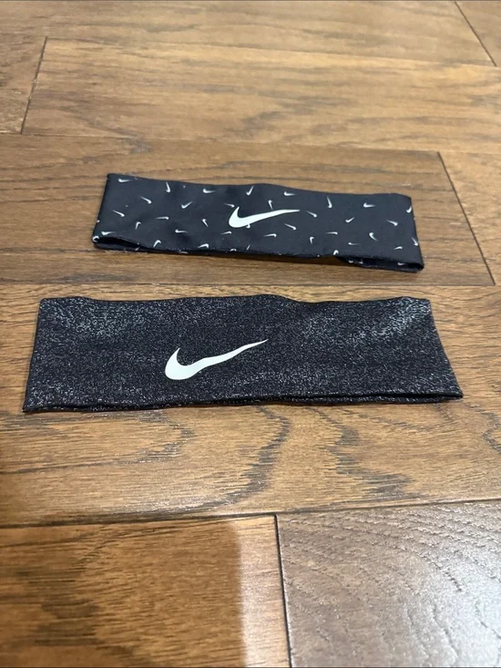 Nike Black Headband Duo with White Swooshes