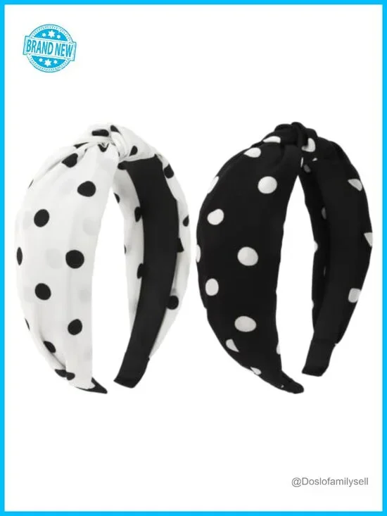 Polka Dot Knotted Headbands, Thin Cloth Fabric, Lightweight Hair Accessories