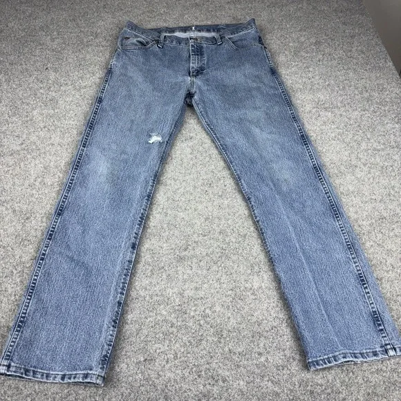 Wrangler Western Jeans Mens 34x32 Medium Wash 47MACMT Cowboy Rodeo Work Denim