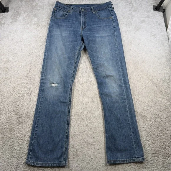 Levis 527 Jeans Mens 33x34 Slim Bootcut Blue Denim Cotton Medium Wash Pants