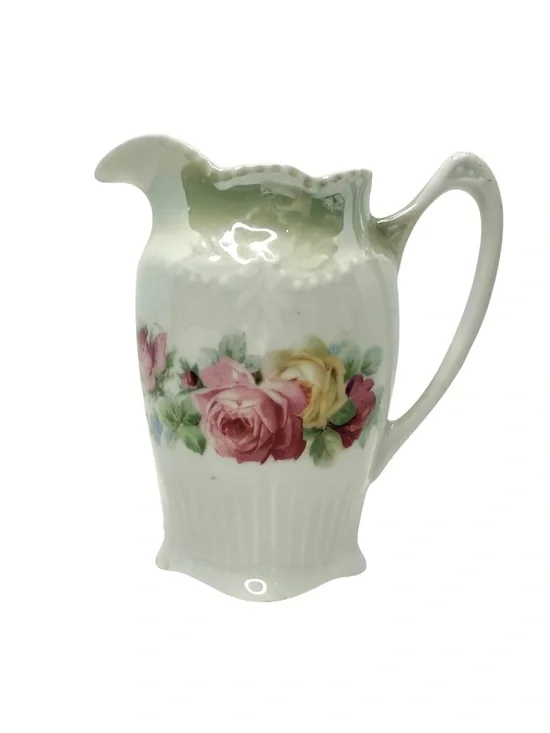 Antique Porcelain Floral Rose Milk Jug Pitcher Victorian Vase