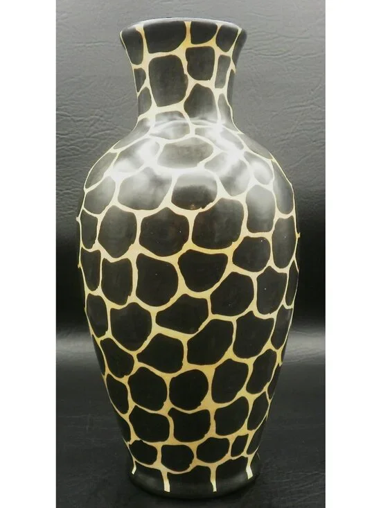Laurie Gates Animal Print Vase 11 Inches Ceramic Vintage 1996