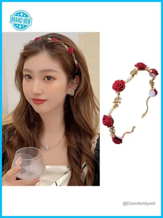 Valentine Rose Gold Metal Headband Hair Clip Flower Hair Accessory Elegant